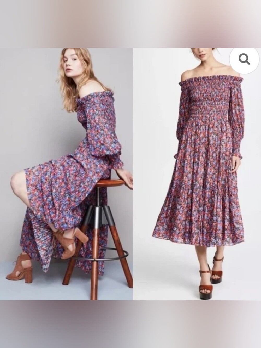 Rebecca Taylor Off-Shoulder Cosmic Floral Dress Size 4 - Picture 12 of 14
